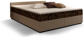 Franciaágy  Boxspring 140 cm Ceren (minta + világosbarna) (matraccal és tárolóhellyel). 1046411