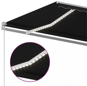 antracitszürke kézzel kihúzható LED-es napellenző 450 x 300 cm