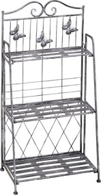 Outsunny 3-Tier Összecsukható Virágtartó Kültéri Használatra Erkély, Terasz vagy Kert, Fém Virágtartó Létra, Kerti Polc Ezüst Szürke | Aosom