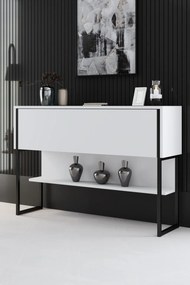 Komód, fekete-fehér, 120 cm