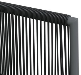 9 részes fekete polyrattan és acél kerti étkezőszett párnákkal
