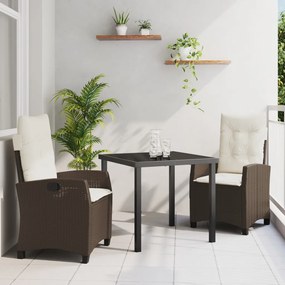 3 részes kertiszék készlet párnákkal Barna Poli Rattan