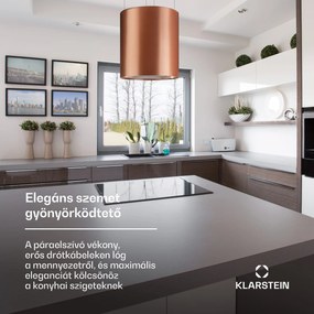 Klarstein Barett, sziget páraelszívó, Ø 35 cm, légkeringetés, 590 m³/ó, LED, aktívszén szűrő, réz