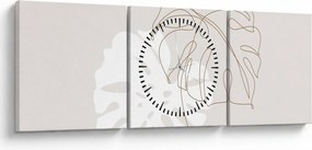Kép - Line art monstera N⁰2 (órával) (90x30 cm)