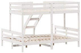 fehér tömör fenyőfa emeletes ágy 90 x 200/140 x 200 cm