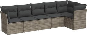 vidaXL 6 részes szürke polyrattan kerti ülőgarnitúra párnákkal