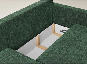 Sötétzöld zsenília kinyitható-tárolóhelyes sarokkanapé (bal oldali-heverő résszel) Leon – Maison de Rêve