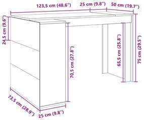 fehér szerelt fa irodai asztal 123,5 x 73,5 x 75 cm