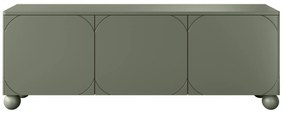 Sonatia II háromajtós TV szekrény, gömb lábakon - 150 cm - oliva színű