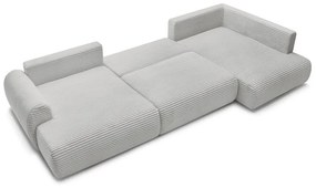 Világosszürke kordbársony kinyitható sarokkanapé (bal oldali-U alakú) Lucien – Bobochic Paris