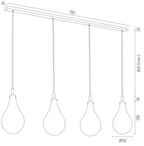 Argon 1740 - Csillár zsinóron OAKLAND 4xG9/6W/230V