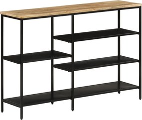 vidaXL tömör nyers mangófa és vas tálalóasztal 110 x 30 x 75 cm