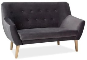 KĂ©tszemĂ©lyes kanapĂ©, sötĂ©tszĂŒrke bĂĄrsony/bĂŒkk, NORDIC VELVET