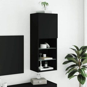 fekete TV-szekrény LED lámpákkal 40,5 x 30 x 102 cm