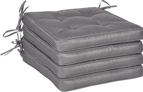 Outsunny Kültéri Székpárna Készlet 42x42x5 cm - 4 Darab Vízálló Székpárna 2 Rögzítő Húzózsinórral Sötétszürke | Aosom
