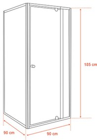 Flexi 90x90 cm sarokba szerelhető szögletes zuhanykabin zuhanytálca nélkül