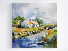 Vászonkép Canvas Tájkép Írország Falu Ház Híd Patak Kilátás 40x40