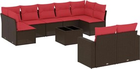 vidaXL 10 részes barna polyrattan kerti ülőgarnitúra párnákkal