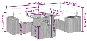 6 részes szürke polyrattan kerti ülőgarnitúra párnákkal