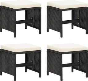 vidaXL 4 db fekete polyrattan kerti ülőke párnákkal