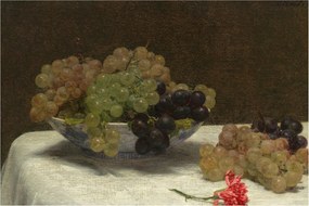 Kép - Henri Fantin-Latour, Still Life with Grapes and a Carnation, reprodukciók (90x60 cm)