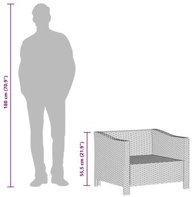 szürke polyrattan kerti fotel párnával