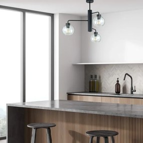 Csillár rúdon FLEX 3xE27/60W/230V fekete/átlátszó