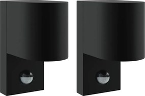 vidaXL Kültéri Fali Lámpa 2 pcs Fekete 12 x 7 x 15 cm