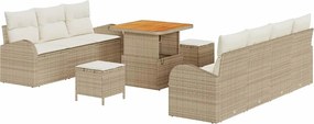 vidaXL Kerti Kanapé Szett párnával tárolóval 10 pcs Beige és krém