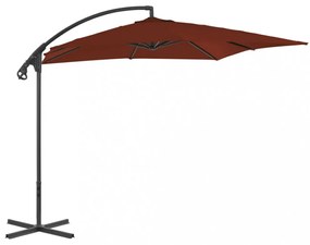 terrakotta konzolos napernyő acélrúddal 250 x 250 cm