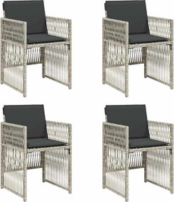 vidaXL 4 db világosszürke polyrattan kerti szék párnával