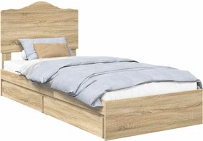 vidaXL Tárolós Ágy fejtámlával Sonoma tölgy 100 x 200 cm Faanyag