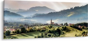 Kép - falu a ködben (120x50 cm)