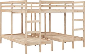 vidaXL tömör fenyőfa tripla emeletes ágykeret 200x200/80x200 cm