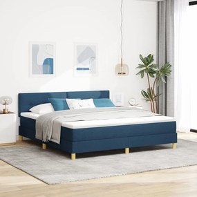 Box Spring Ágy Matraccal és LED Kék 180x200 cm Szövet