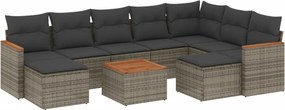 vidaXL 10 részes szürke polyrattan kerti ülőgarnitúra párnákkal