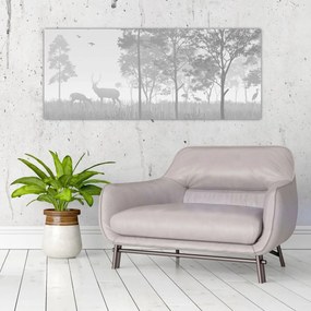 Kép - rét szarvasokkal (120x50 cm)