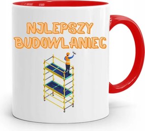 Piros Építőipari Bögre Barkácsoló Szakember Ajándék fényképes nyomtatással