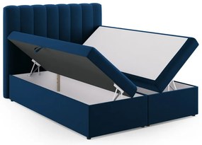 Sötétkék boxspring ágy tárolóhellyel 160x200 cm Gina – Milo Casa