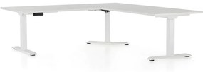 Állítható magasságú asztal OfficeTech Angle, 180 + 120 cm, fehér alap, világosszürke