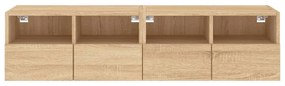 2 db sonoma tölgy színű szerelt fa fali TV-szekrény 60x30x30 cm