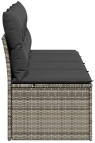 4 személyes szürke polyrattan kerti kanapé párnával