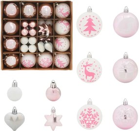 vidaXL Karácsonyi Díszgömb Készlet 40 pcs Fehér és rózsaszín Műanyag