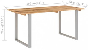 tömör akácfa étkezőasztal 154x80x76 cm