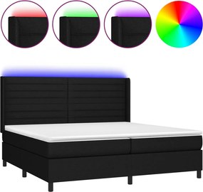 vidaXL fekete szövet rugós és LED-es ágy matraccal 200x200 cm