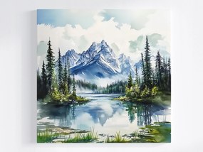 Poszter Tájkép Észak Kanada Hegyek Erdő Tó Természet 80x80