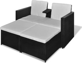 vidaXL 8 részes fekete kerti polyrattan pihenőszett