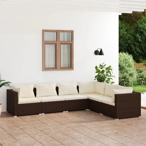 6 részes barna polyrattan kerti ülőgarnitúra párnákkal