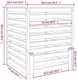 fehér tömör fenyőfa komposztáló 82,5 x 82,5 x 99,5 cm