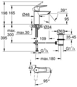 GROHE 311372432 - Mosdócsaptelep QUICKFIX START 165 mm fekete